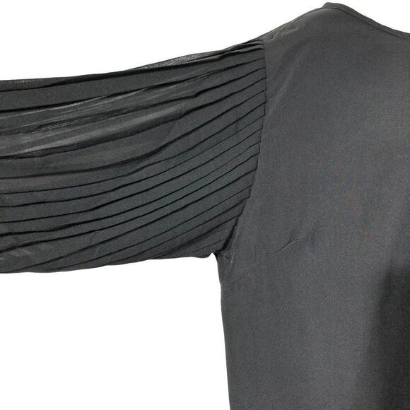 CW Classics Women's Pullover Semi Sheer Balloon Long Pleated Sleeves Blouse Size - Picture 4 of 16